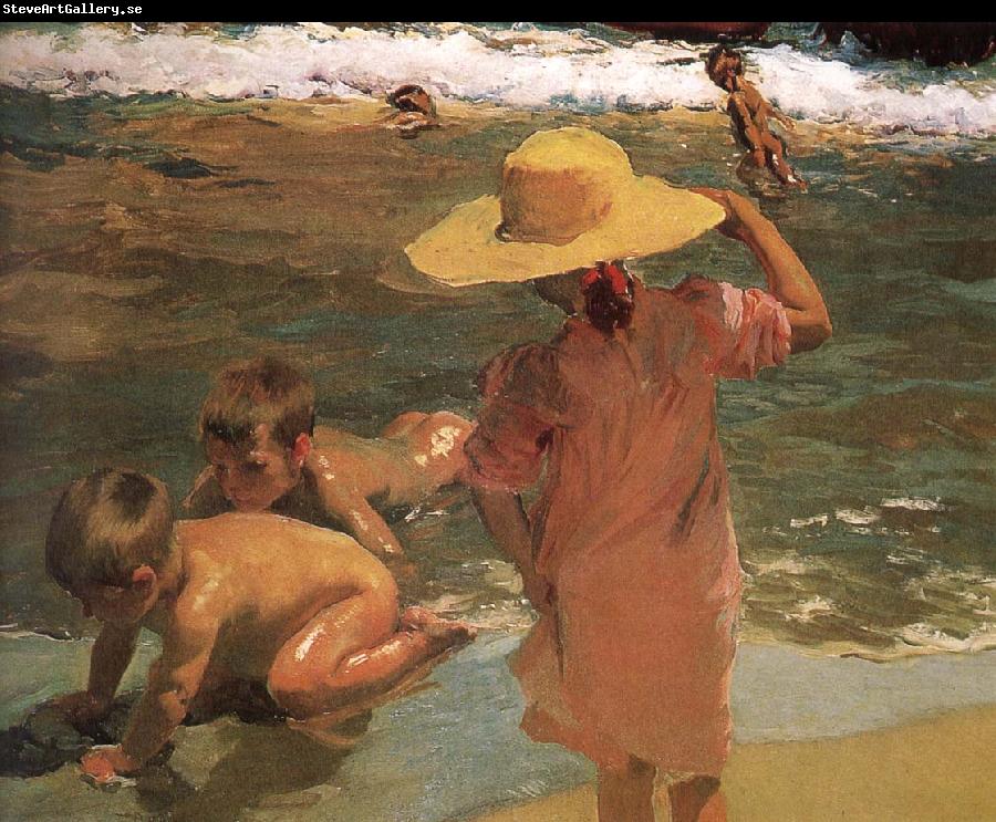 Joaquin Sorolla Children swimming beach